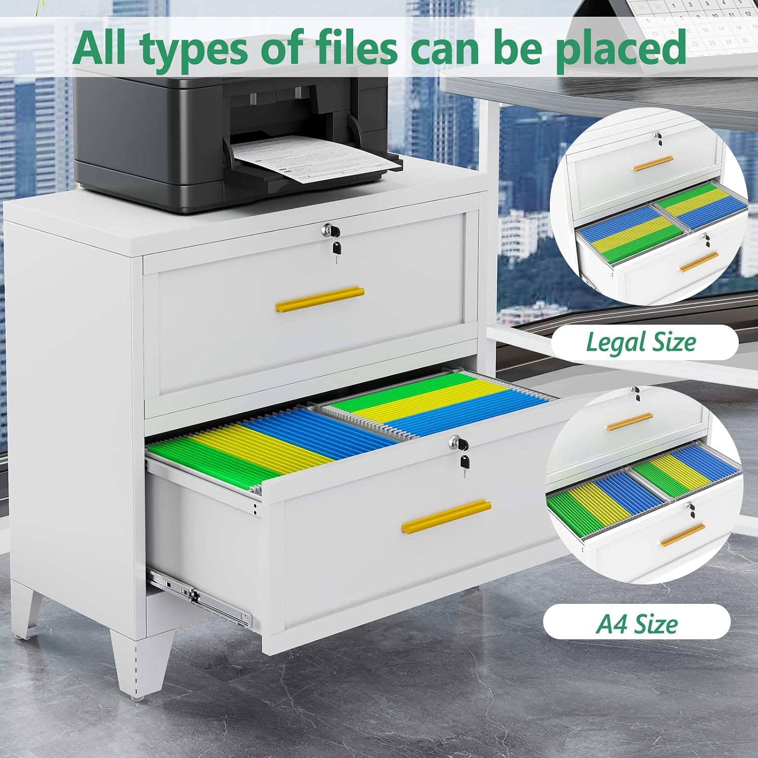 Detalle de Lateral File Cabinet with Lock, 2-Drawer