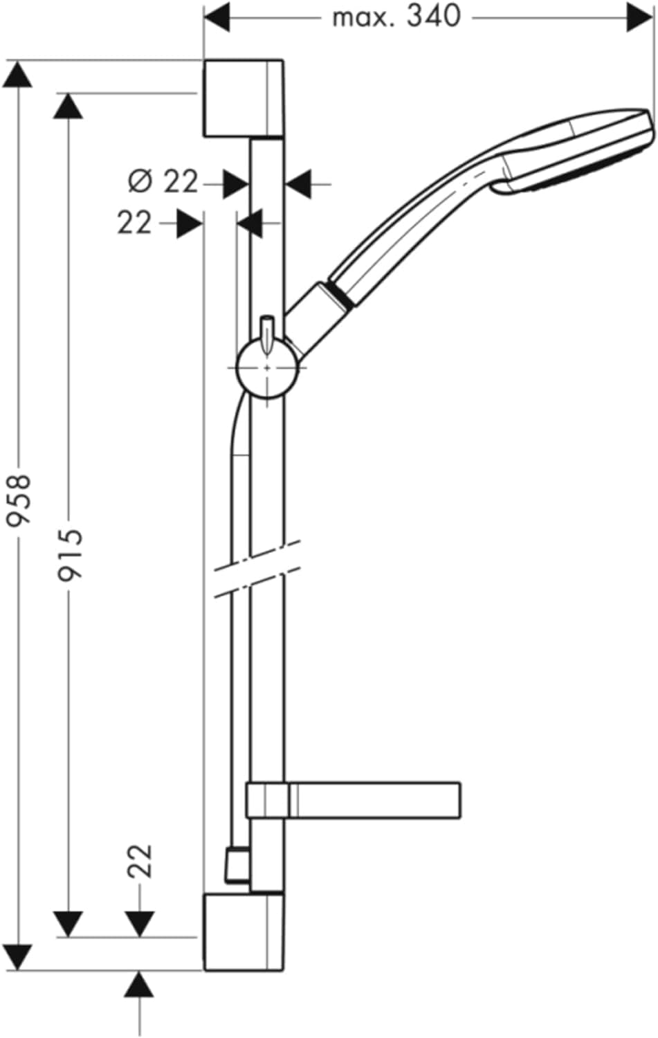 Thumbnail 5 de Hansgrohe Croma 100 Set de douche Vario avec barre Uni 90 cm et porte-savon, chromé