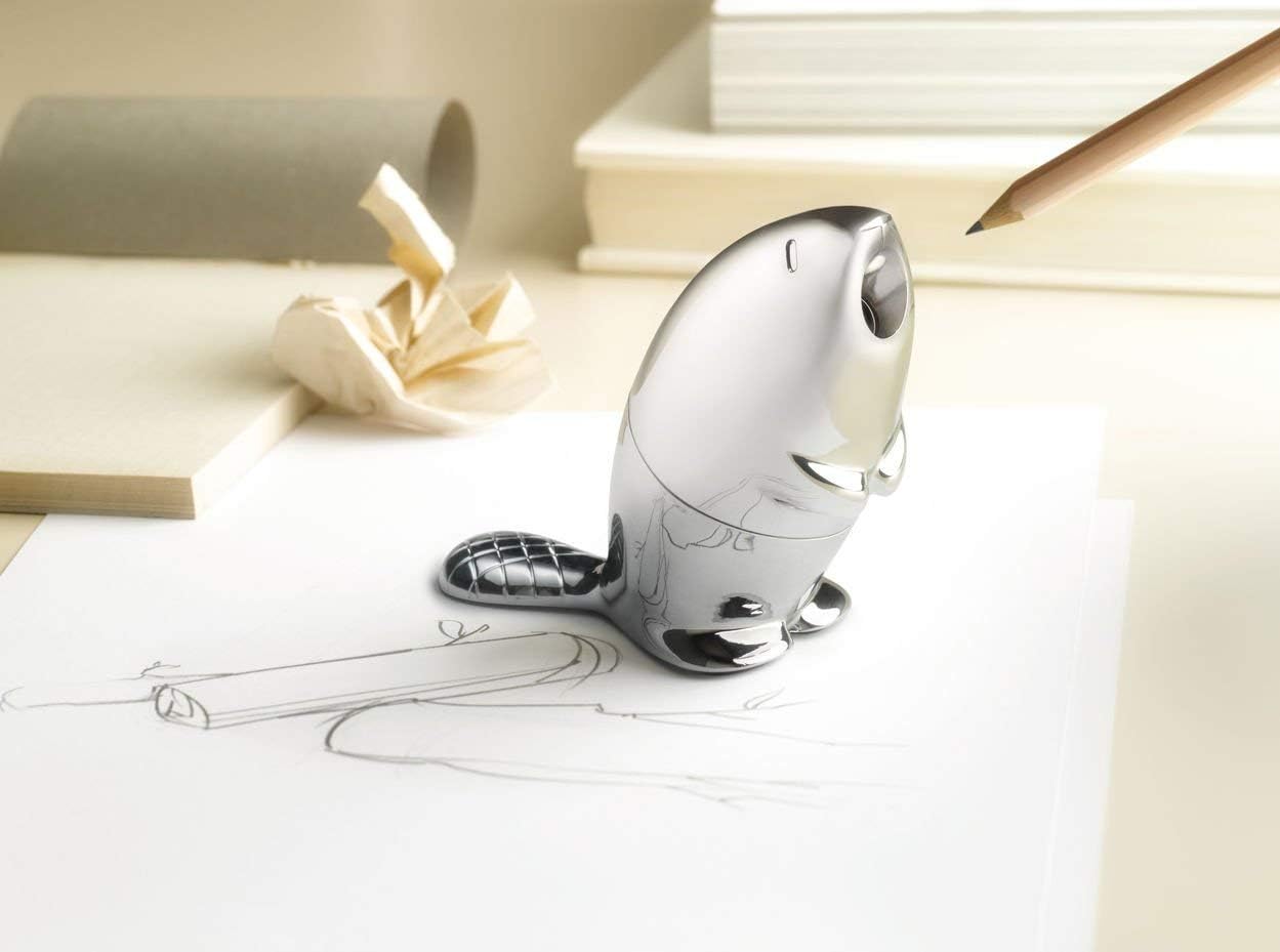 Detalle 2 de Alessi RT02 Kastor Temperamatite, Zama Cromata – design di Rodrigo Torres