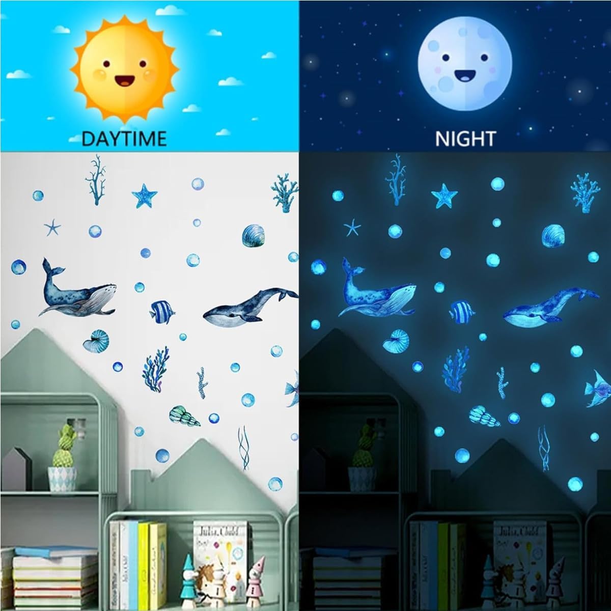 Thumbnail 4 de Glow in The Dark Fish Wall Stickers: Luminous Under the Sea Ceiling Decor