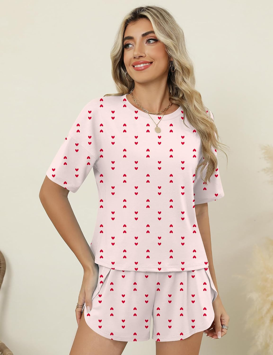 Detalle 2 de IECCP Damen Kurz-Pyjama Set für Sommer