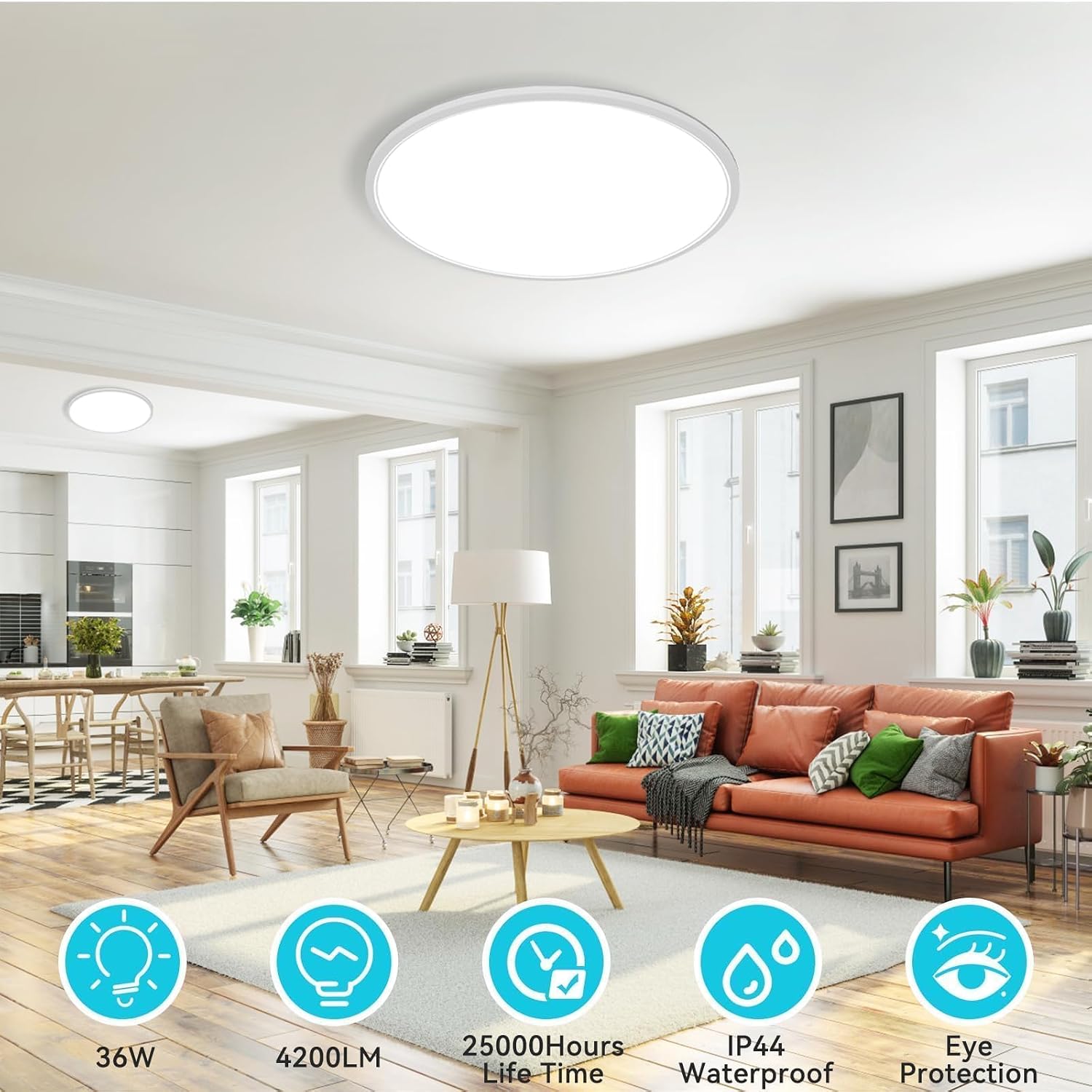 Detalle 1 de libtit LBT-17PA-3-WT 16.5-Inch LED Ceiling Light, 3-Pack, 3 Color Temperatures