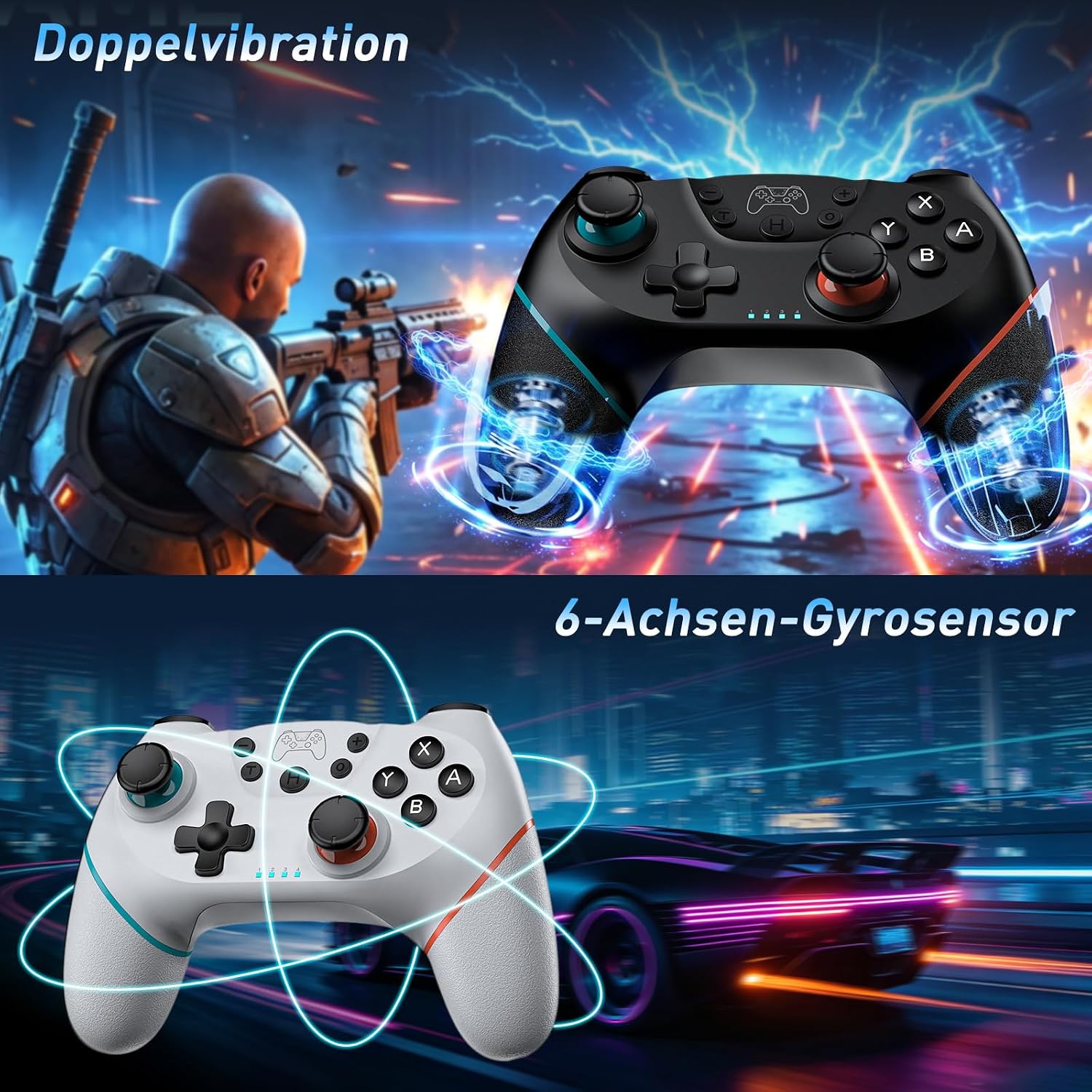 Thumbnail 2 de Reddening Switch 2 Controller – Doppel-Set für Nintendo Switch-Familie (Schwarzweiß)
