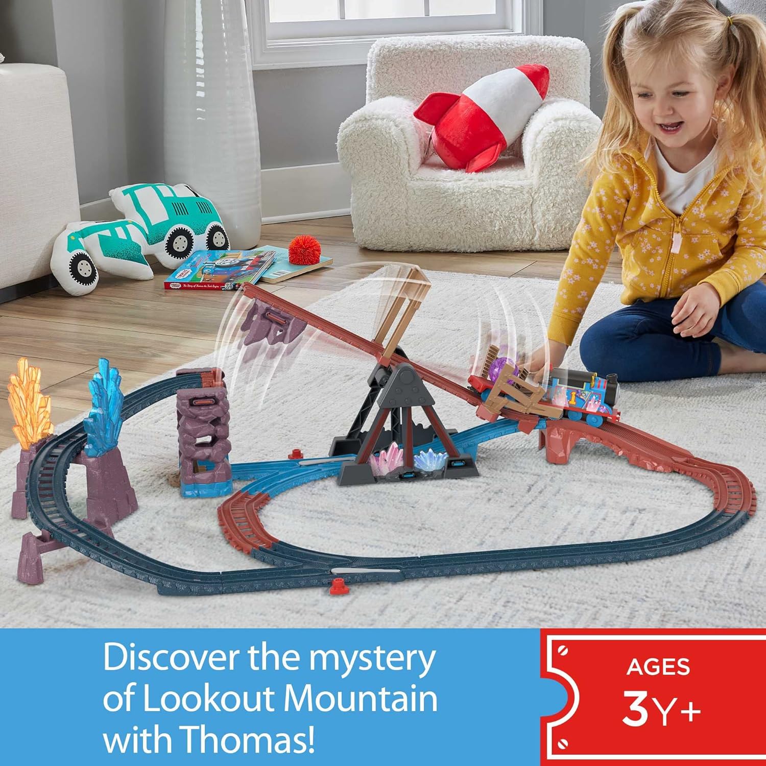 Detalle de Thomas & Friends Motorized Toy Train Set Crystal Caves Adventure with Thomas, Tipping Bridge & 8 Ft of Track (Ages 3+)