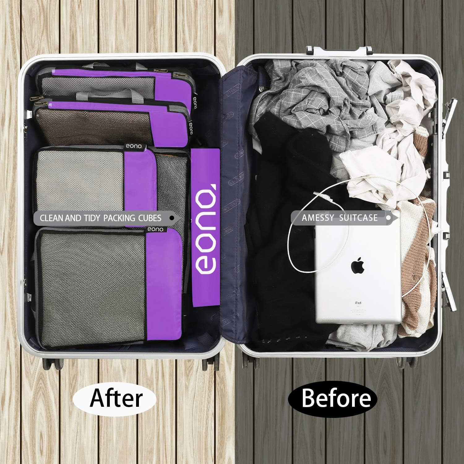 Detalle de Eono compression packing cubes set