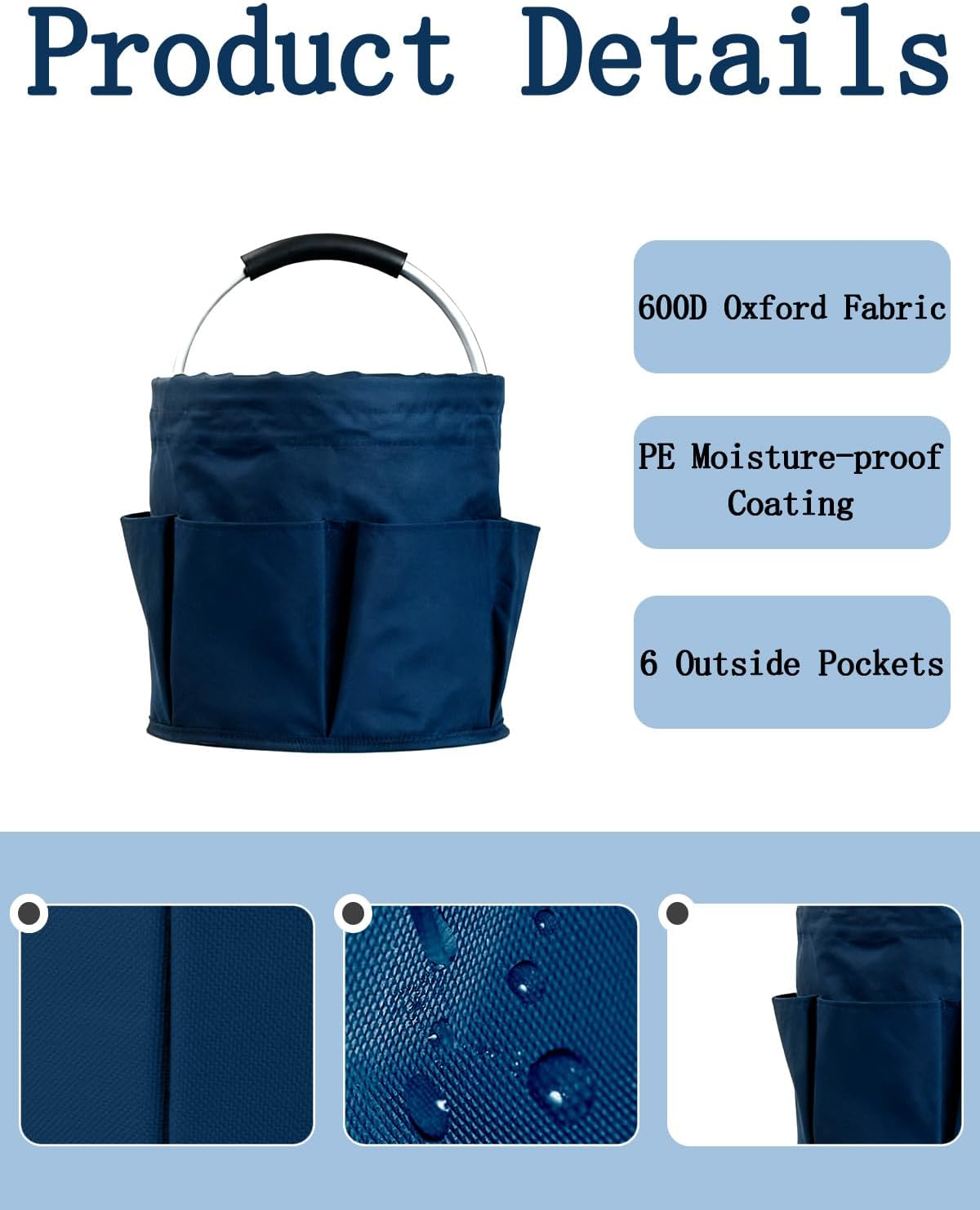 Detalle de CIHTL A0022 Cleaning Caddy with Handle, Foldable 17L Organizer with 6 Pockets