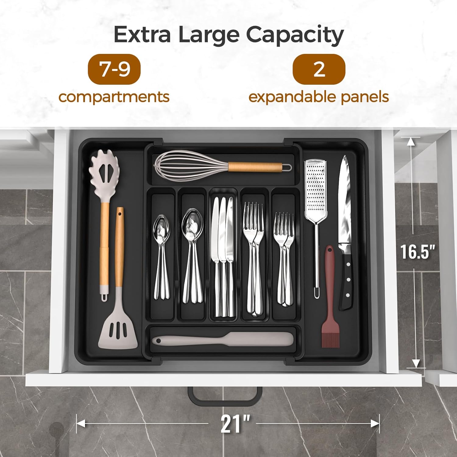 Detalle 2 de ukeetap Extra Large Expandable Silverware Organizer