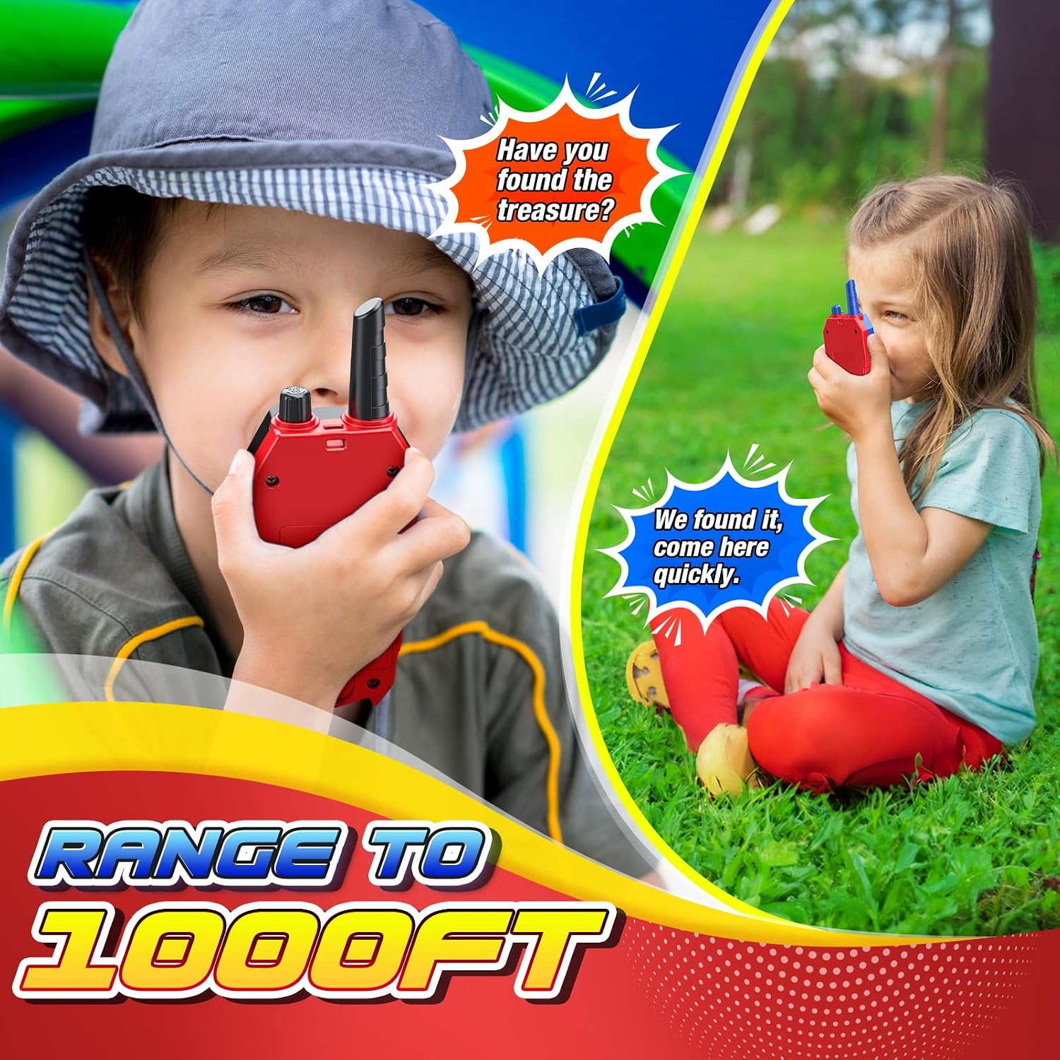 Detalle de Evassal Kids Walkie Talkies, 2-Pack UHF Radios with Shock-Resistant Design