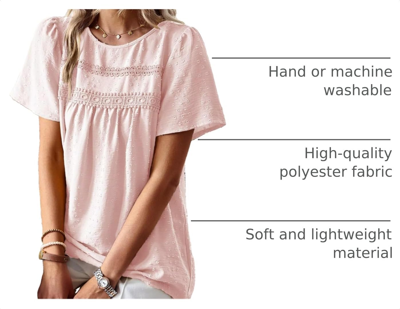 Detalle 2 de Falechay Women's Summer Tops: Boho Crochet Lace Blouse with Flowing Chiffon