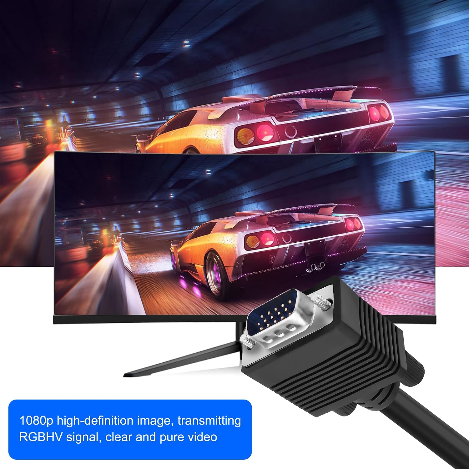 Detalle de XMSJSIY VGA to 5 BNC (RGBHV) Coaxial Monitor Extension Cable, 15Pin VGA Male to 5 BNC Female, 1.5m