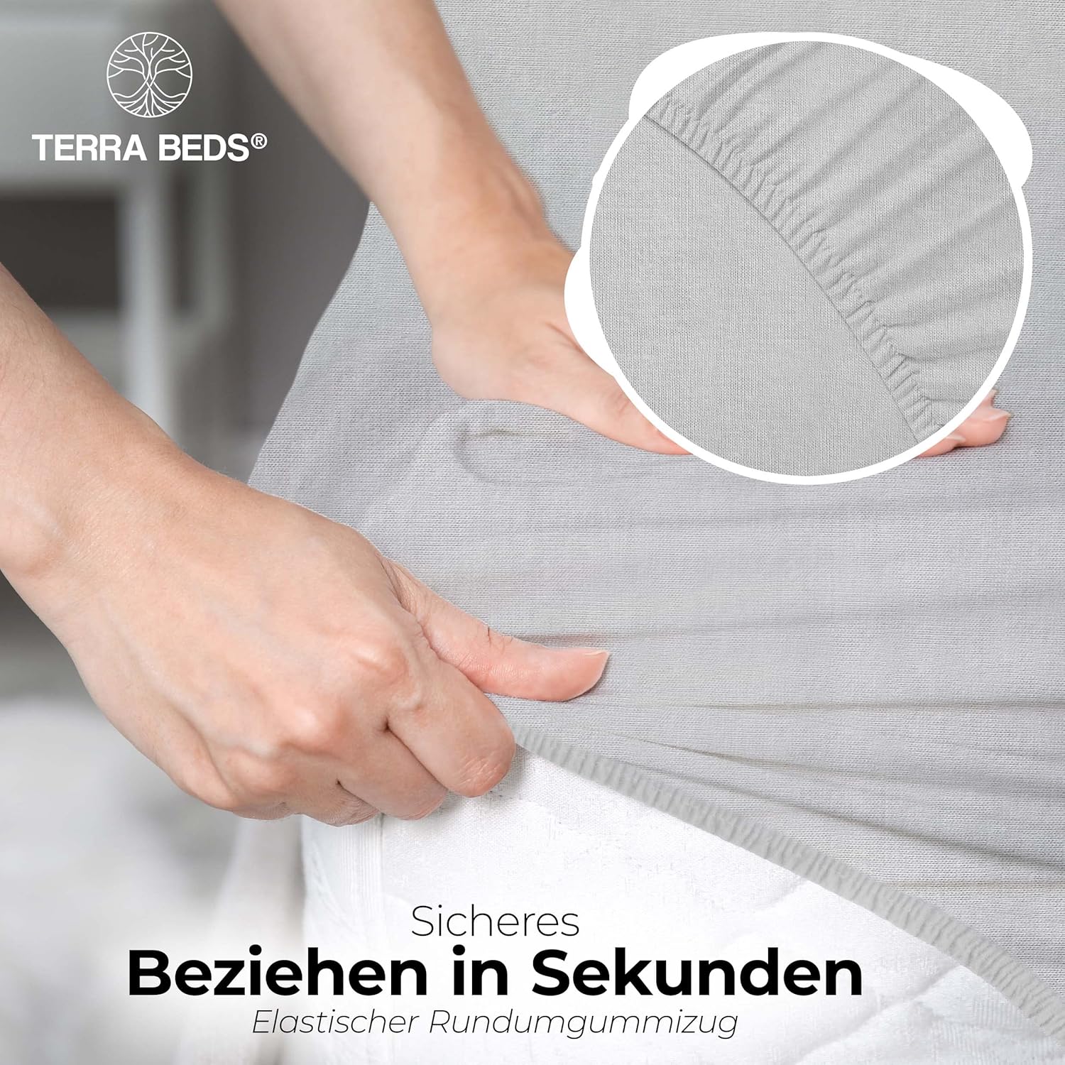 Thumbnail 4 de Terra Beds Premium Topper Spannbettlaken 90x200 cm – 100% Baumwolljersey, 15 cm Steghöhe, 10 Farben