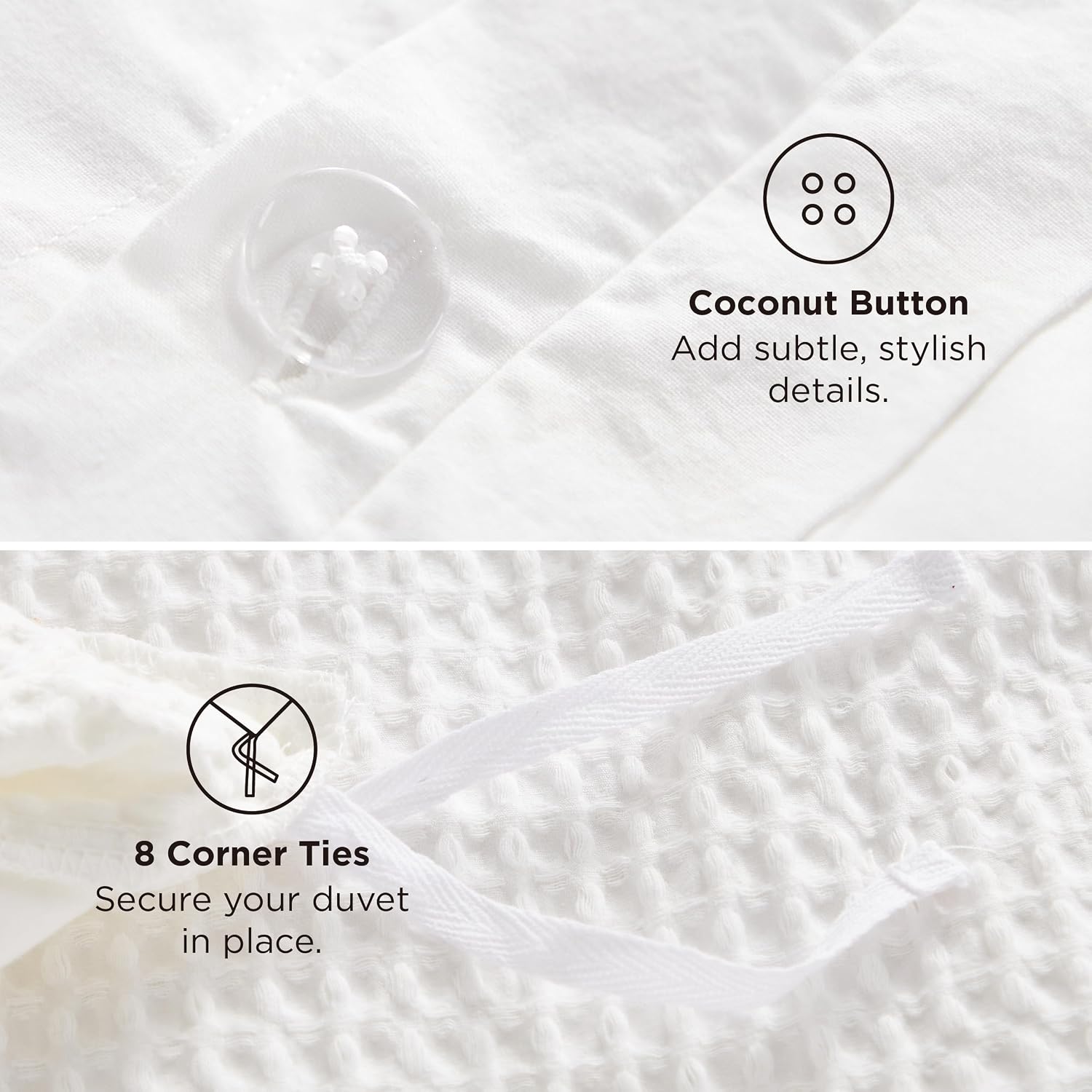 Thumbnail 5 de Bedsure PureWoven Queen Cotton Waffle Duvet Cover Set, White