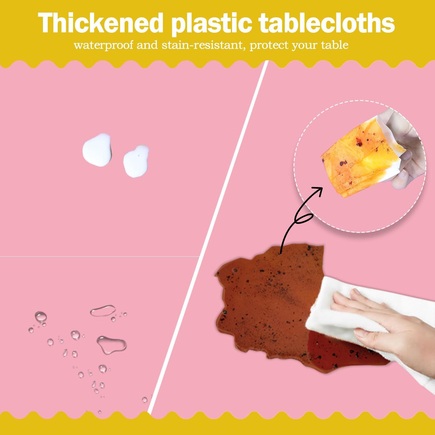 Thumbnail 2 de Tujol Pink 6 Pack Plastic Table Cloth 54" x 108