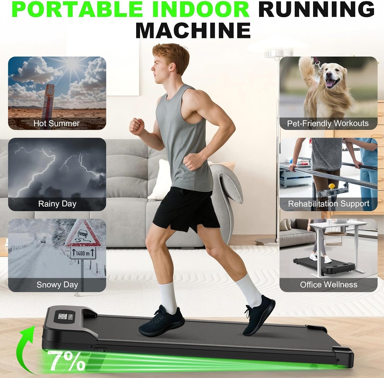 Thumbnail 6 de HOMEFITNESSCODE loopband met helling, 2,5 pk en LED-display