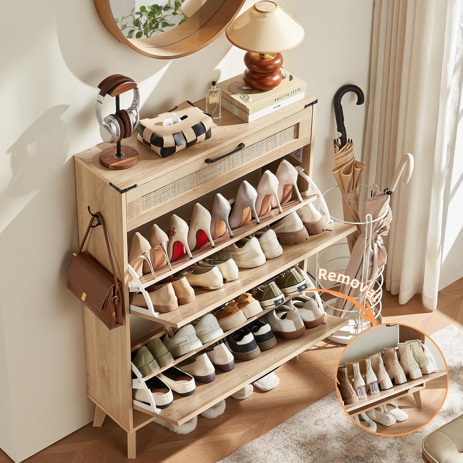 Detalle 1 de LEYAOYAO Shoe Cabinet 9.5-Inch Depth