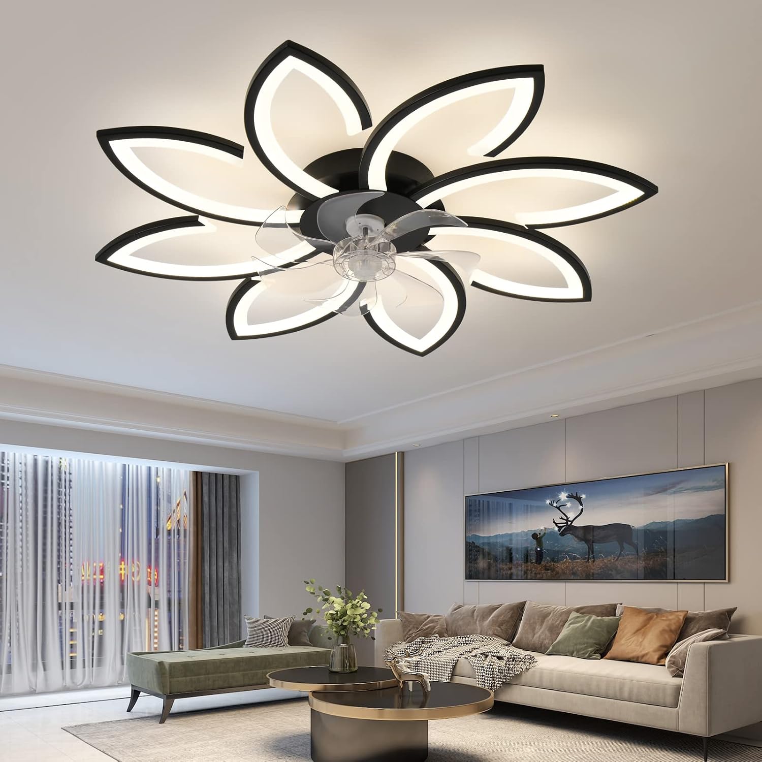 Thumbnail 6 de ZHMDJDSH ADH-CFL05 35-inch Geometric Ceiling Fan with Dimmable LED Light
