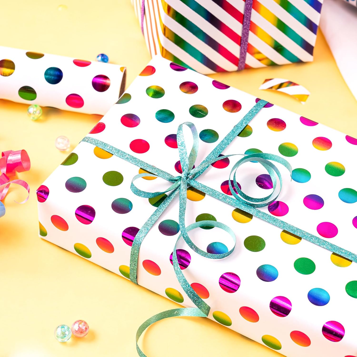 Thumbnail 6 de Wrapaholic Birthday Wrapping Paper Roll – Mini Roll, 3 Rolls, 17 in x 120 in per roll, Colorful Foil Design