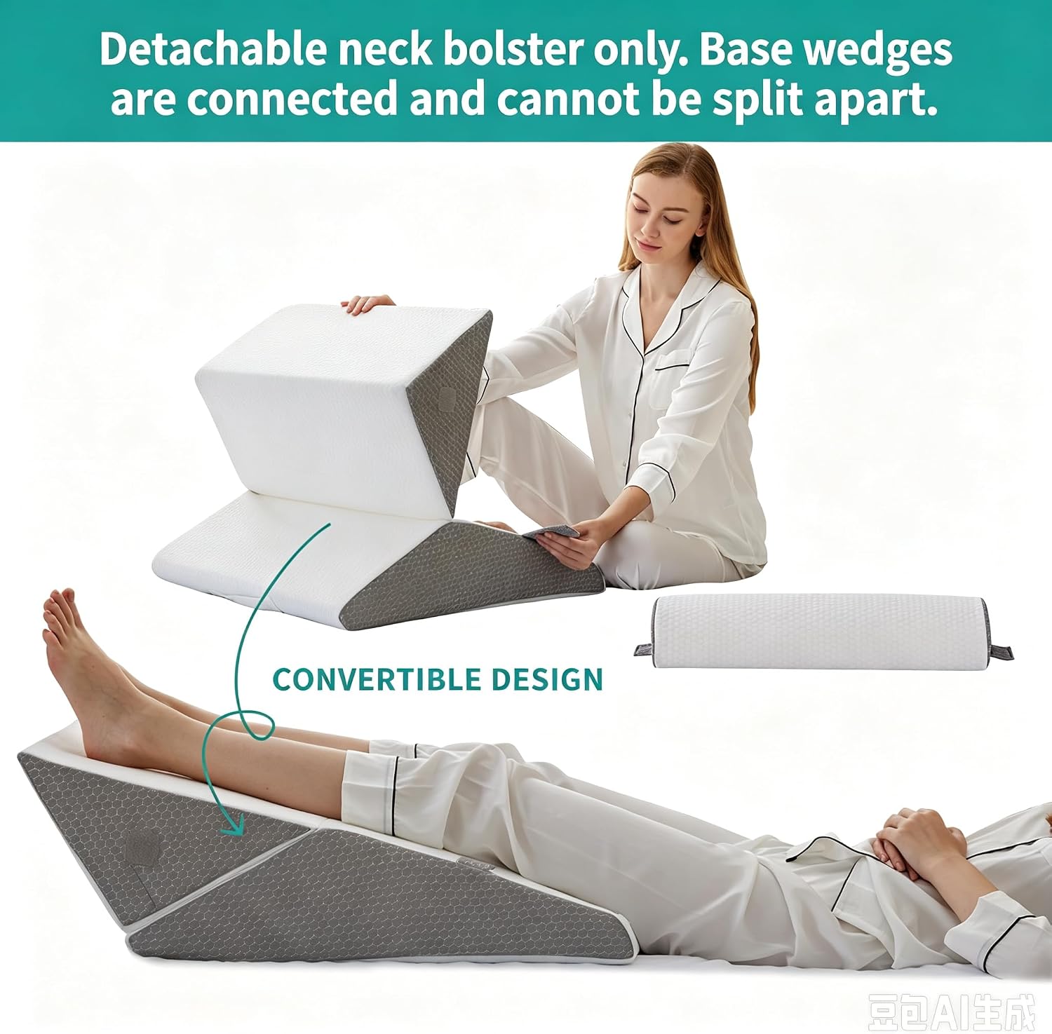 Thumbnail 2 de Bedluxe Wedge Pillow Headboard 3-piece wedge