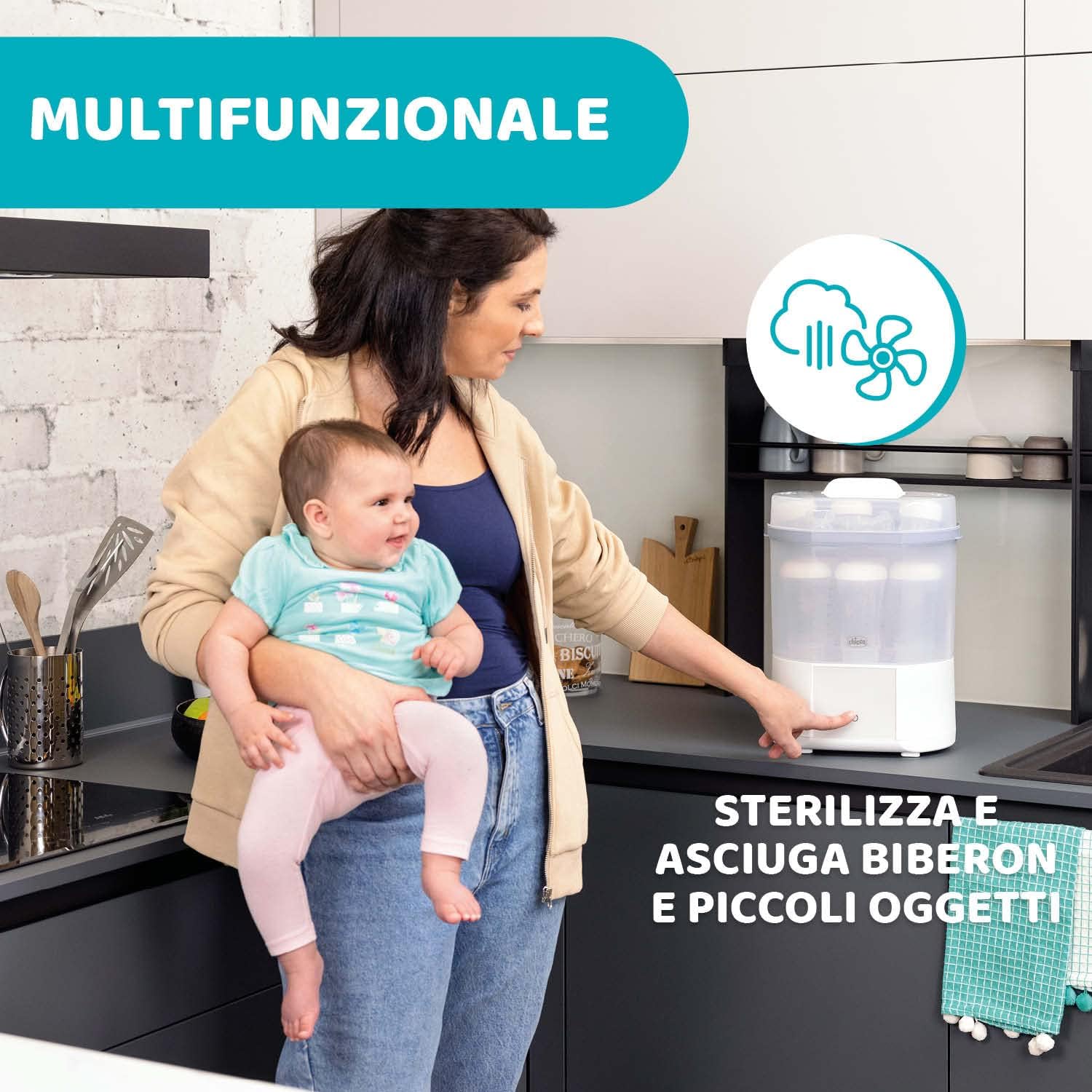 Detalle 2 de Chicco Sterilizzatore con Funzione Asciugatura: sterilizza e asciuga fino a 6 biberon da 330 ml
