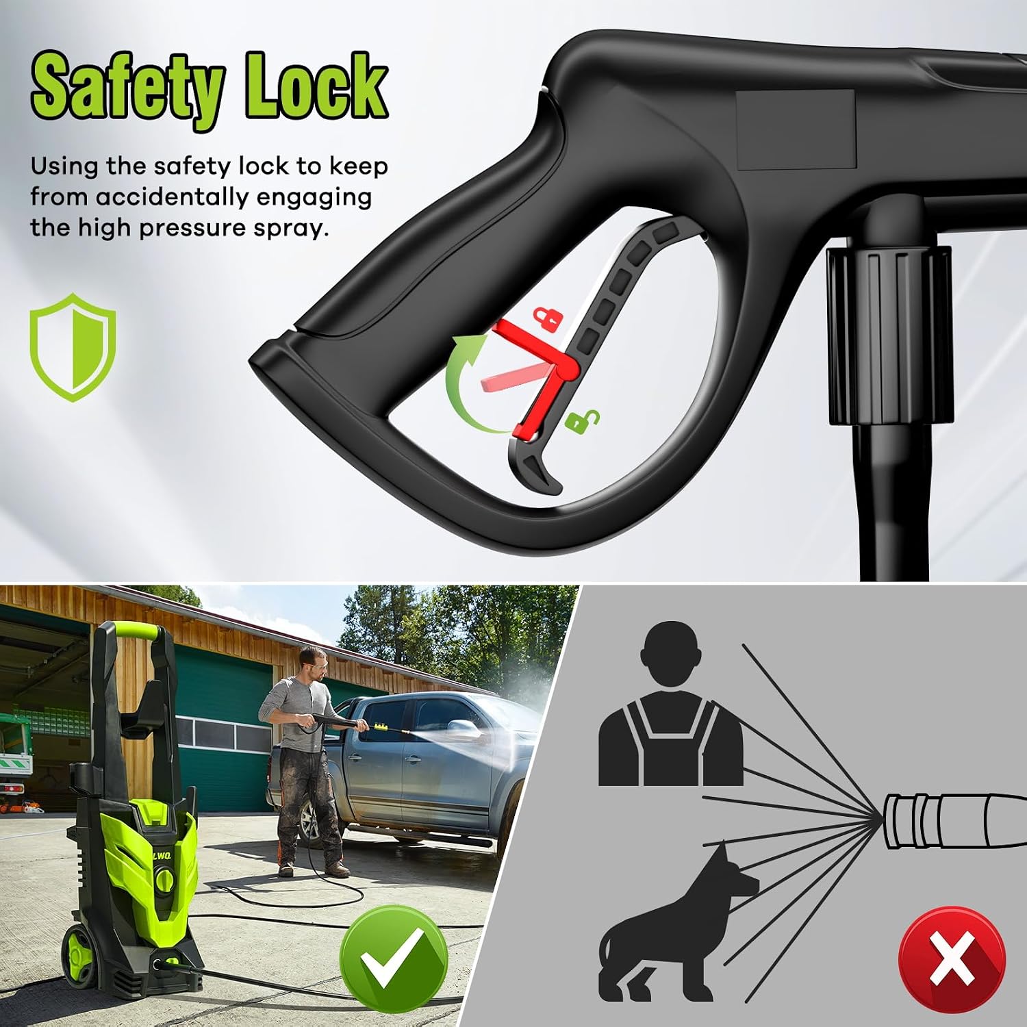 Detalle de LWQ Pressure Washer with 4 Quick-Connect Nozzles and Foam Cannon