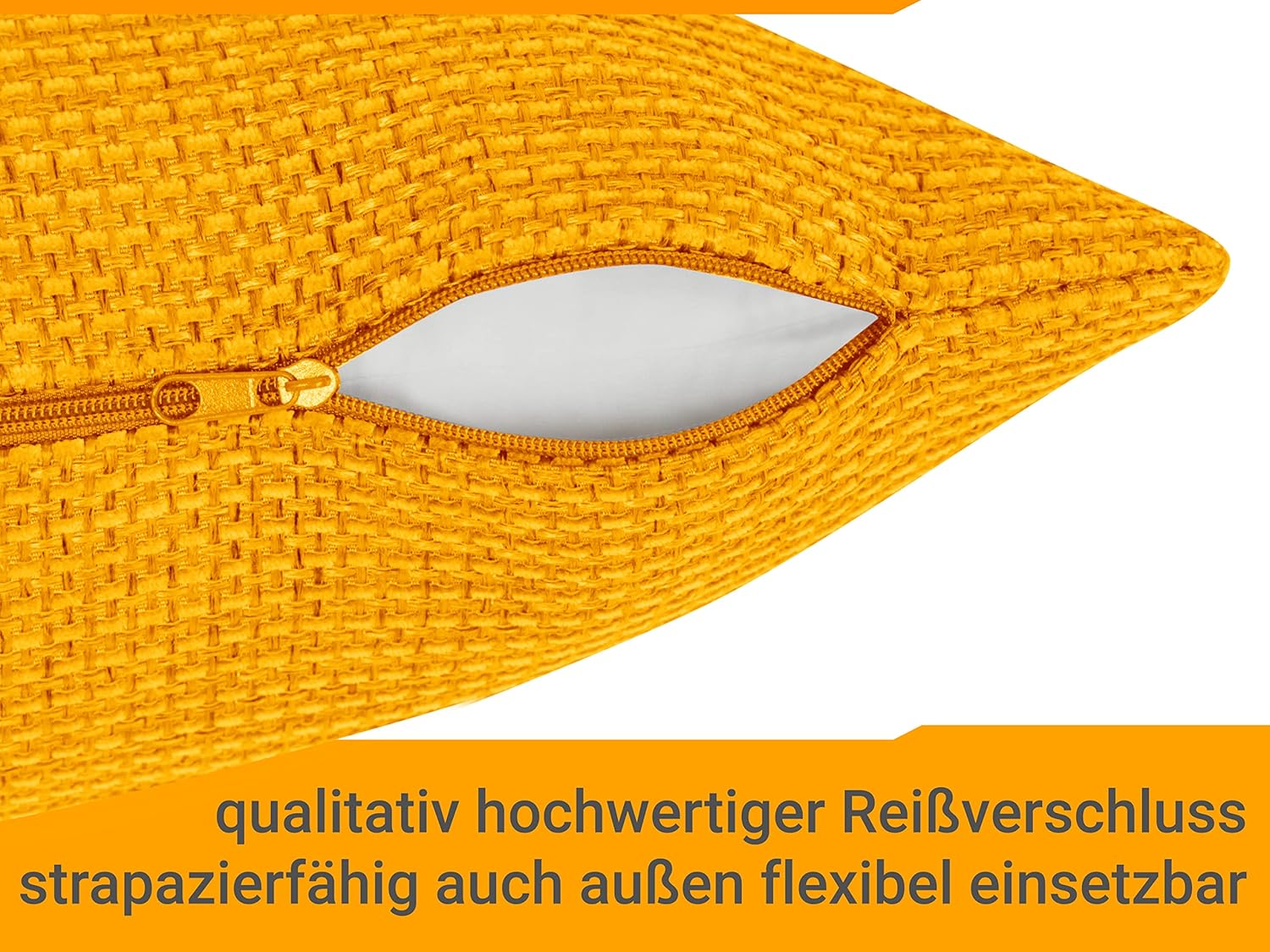 Thumbnail 4 de Housse de Coussin 50x50 cm jaune – Lot de 2 npluseins, motif texturé façon tapisserie