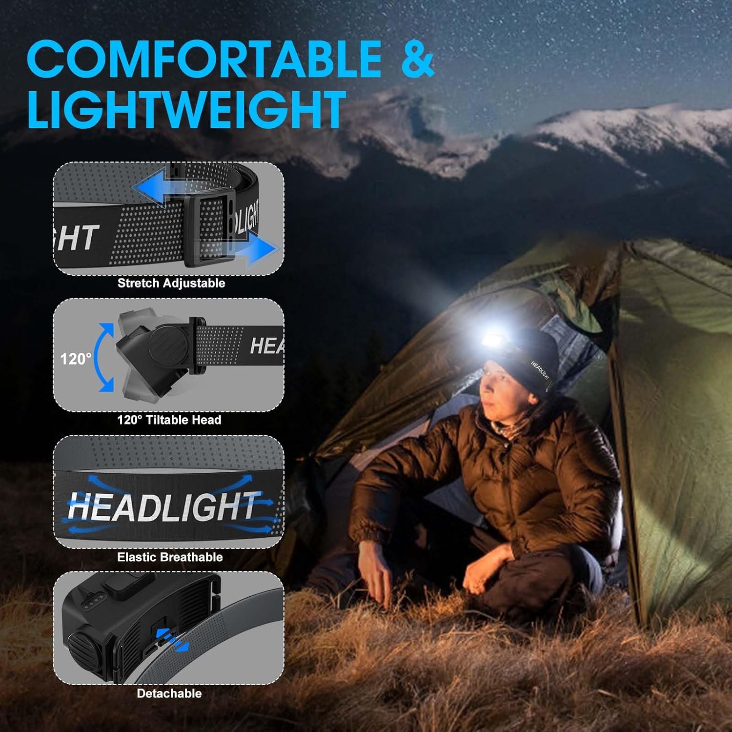 Thumbnail 4 de Head Torch 2-Pack 2500L rechargeable headlamp