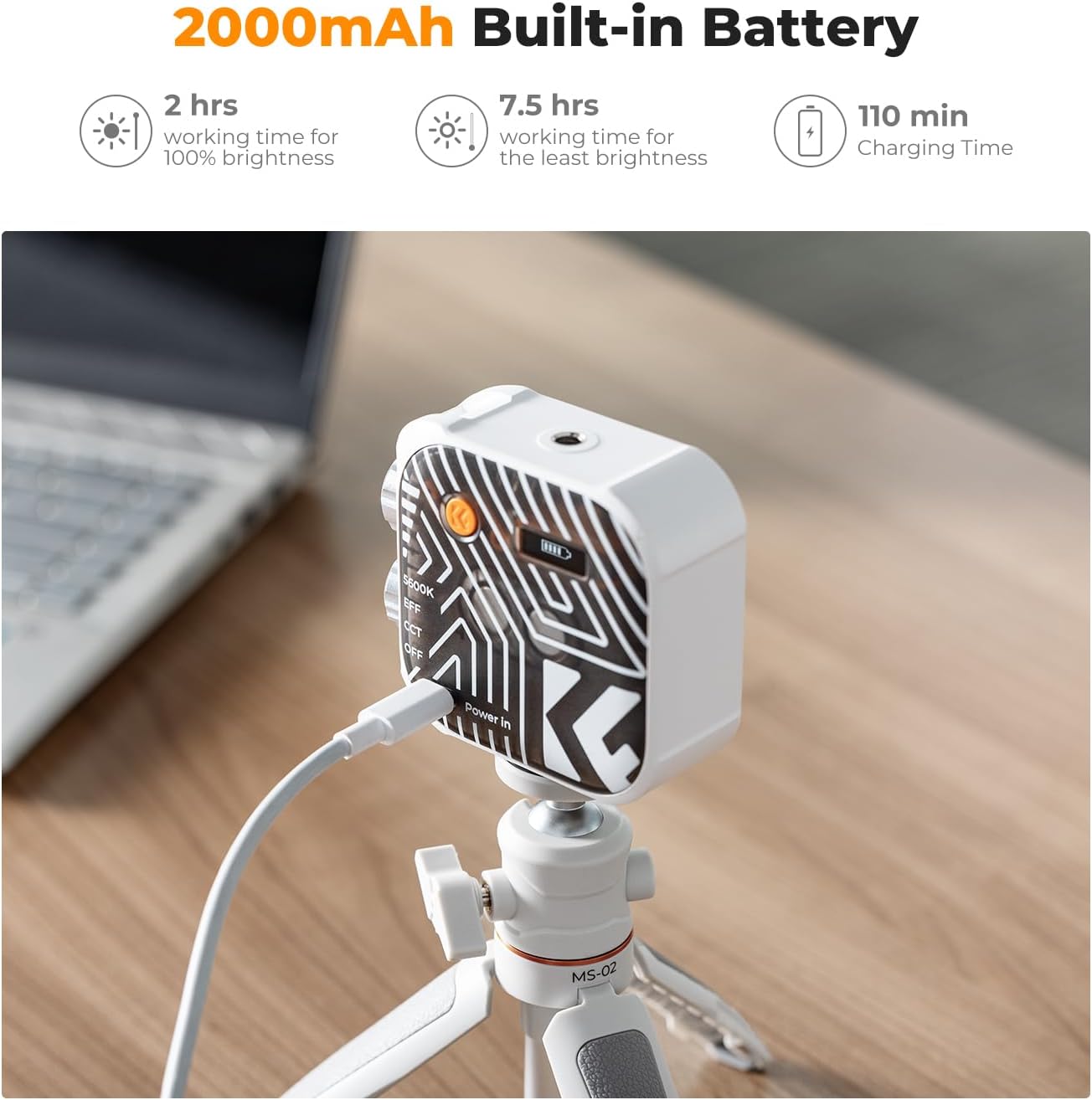 Thumbnail 6 de K&F CONCEPT Magnetic Camera Light (15 effects) 2500K–9900K CRI 96+ Rechargeable LED Fill Light, White