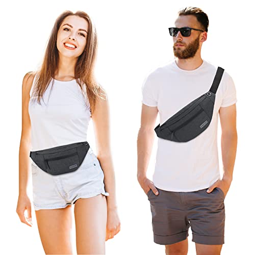 Detalle 2 de MAXTOP Large Bumbag Waist Fanny Pack: 4-Zipper, Headphone Jack, Adjustable Belt for Travel, Running, and Hiking