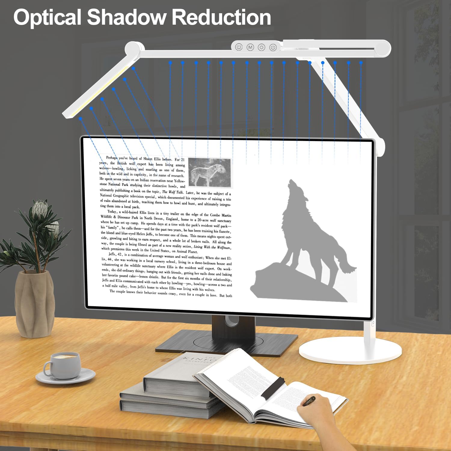 Detalle de Micomlan FDDL09 24W LED Desk Lamp with 3 Light Bars and Auto-Dimming