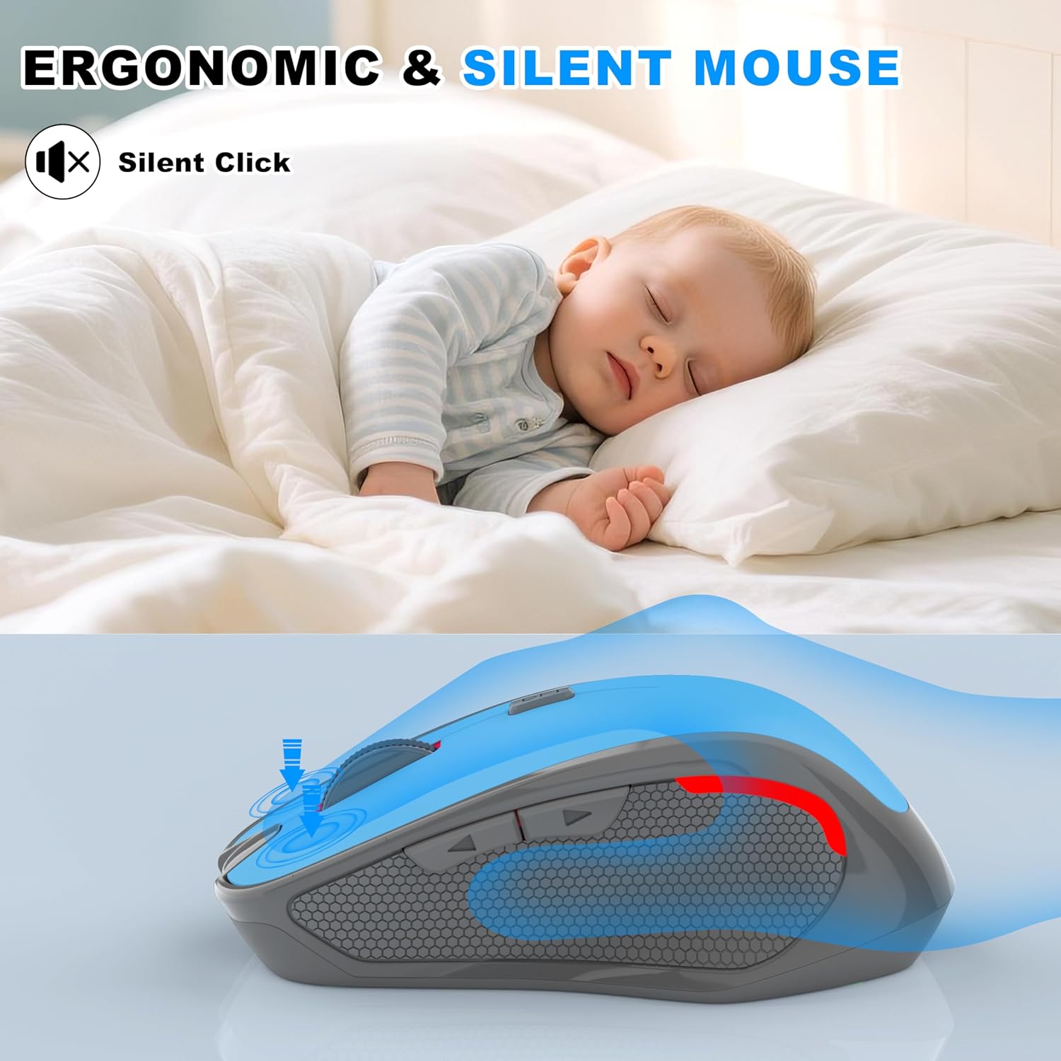Thumbnail 6 de Azmall mouse ergonomico wireless con Bluetooth e 2,4 GHz (2 in 1 con Jiggler) a 1.600 DPI