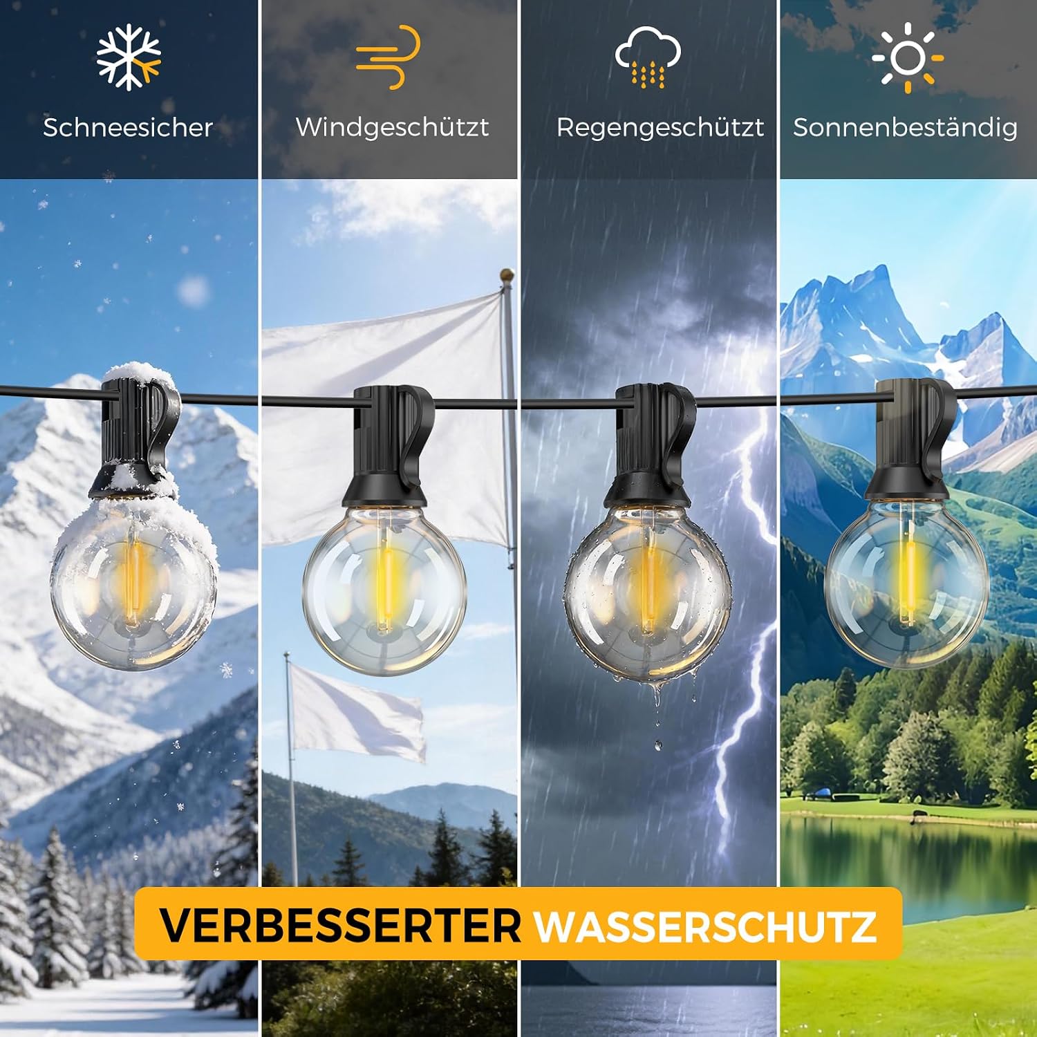 Thumbnail 6 de Lichterkette Außen 33,3M – Outdoor LED Lichterkette mit App- und Fernbedienung, 40+2 Glühbirnen, 24V Schutz, IP44, 6,4 m Zuleitung