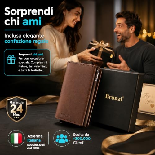 Thumbnail 6 de Bronzi portafoglio portacarte slim in similpelle, RFID, marrone testa di moro