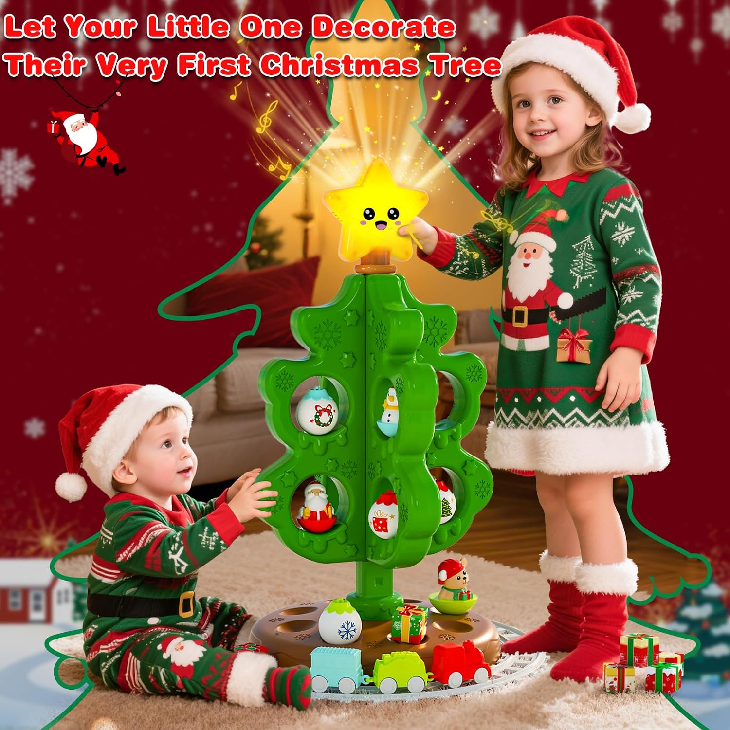Detalle 2 de Surelect 988-838A1 Christmas Tree Toy with Musical Light-Up Star and Train