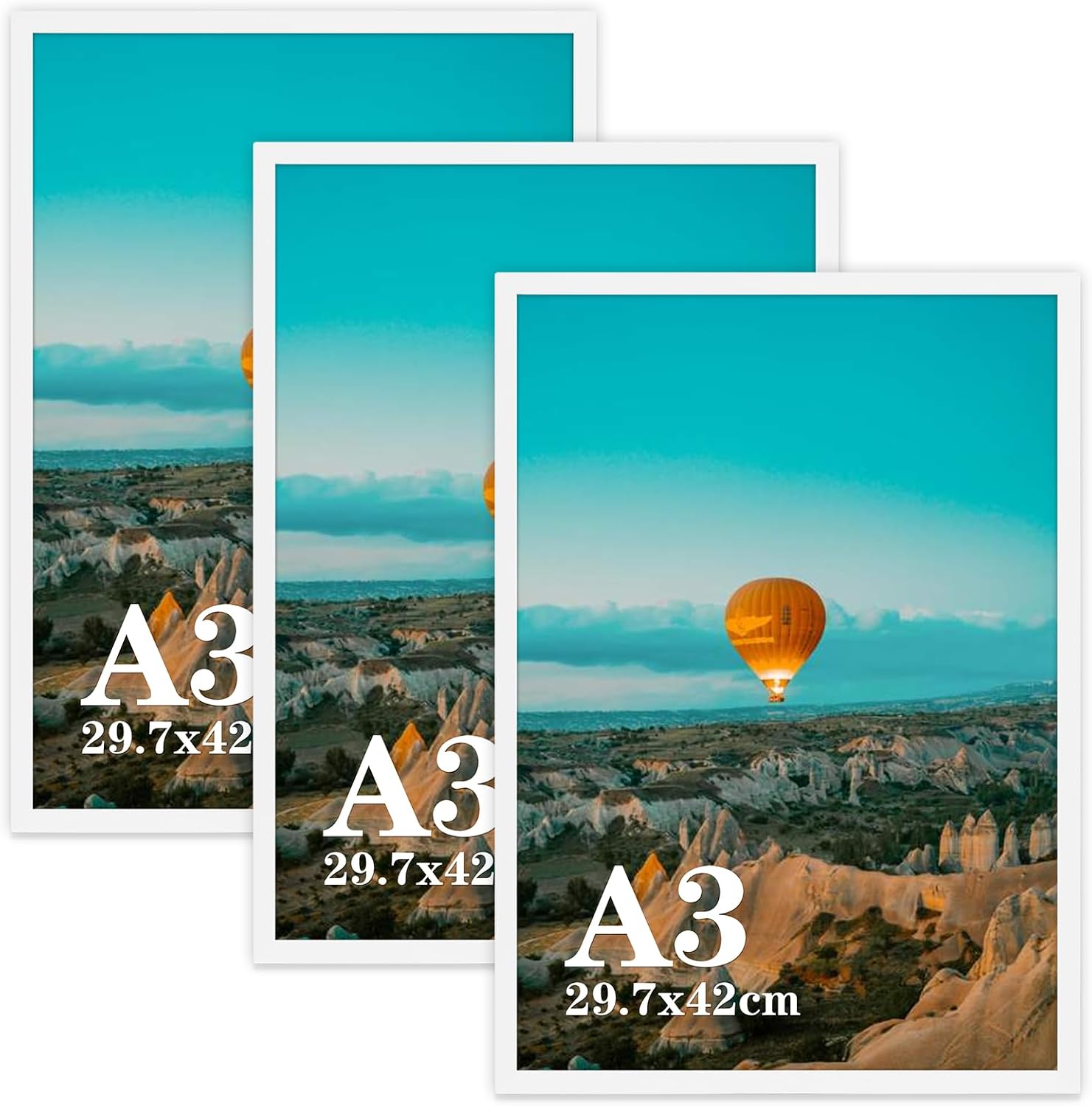 Detalle de Vasemouh A3 Picture Frame (Pack of 3) – White wall-hanging frames for 29.7x42cm prints