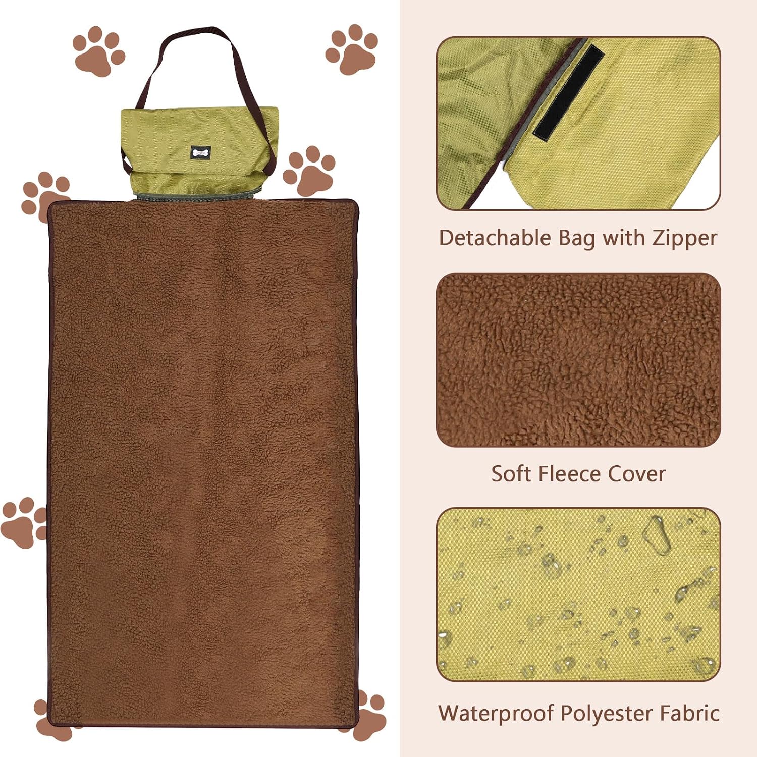 Detalle de Pinboov faltbare Hundedecke für Unterwegs – 100×70 cm, wasserdicht, mit Tasche