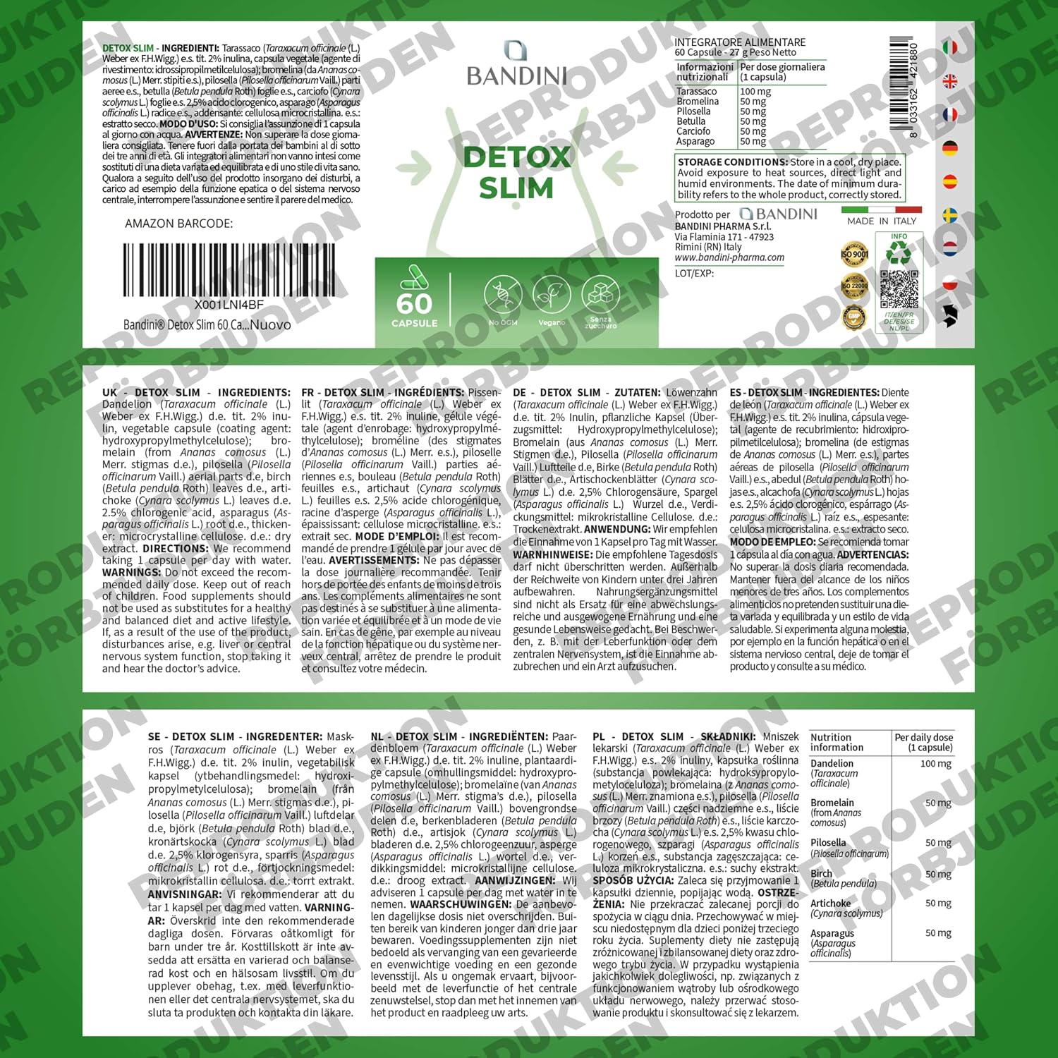 Thumbnail 4 de BANDINI Detox Slim veganska kapslar med växtextrakt, 60 kapslar