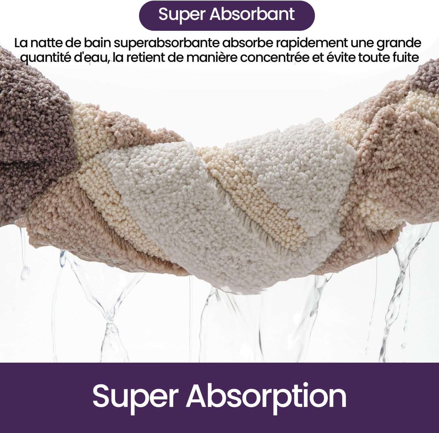 Thumbnail 3 de DEXI Tapis de salle de bain antidérapant 60 x 110 cm, extra doux, lavable en machine (beige)