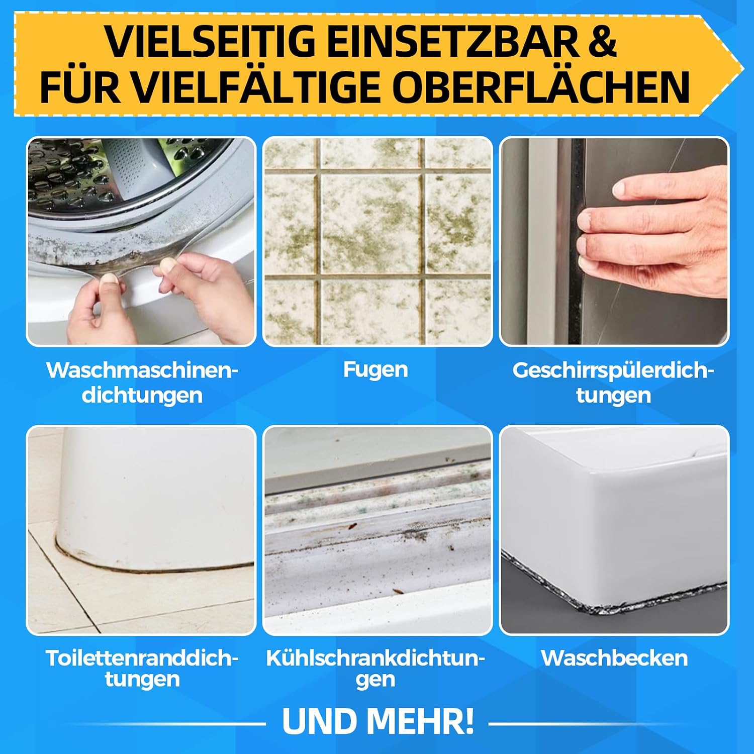 Detalle de Mould Stain Remover Gel 150 ml – haftender Schimmel- & Schmutzentferner für Fugen, Bad und Küche