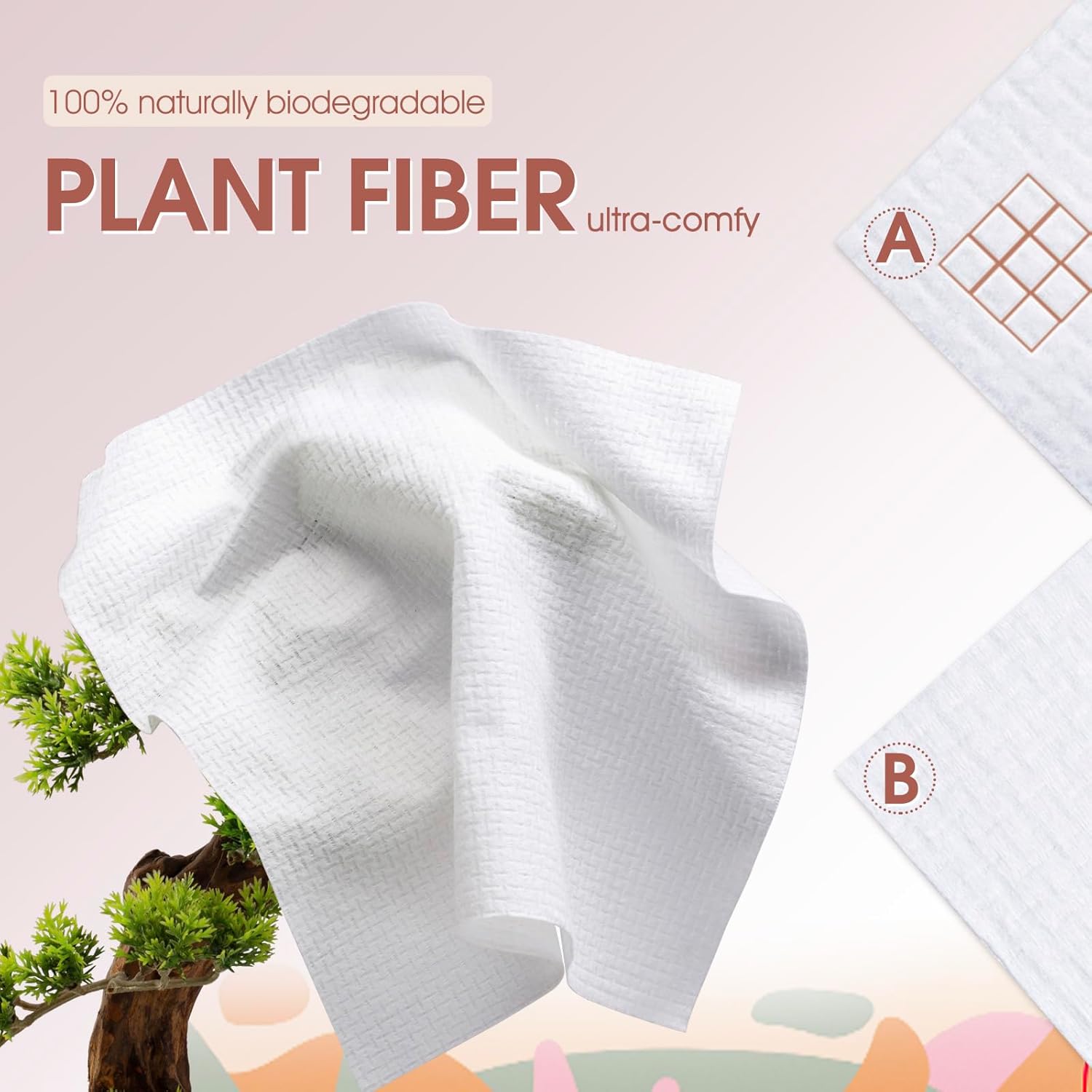 Detalle de 2er Pack Einweg-Gesichtstücher XL – 10 x 12 Zoll, 30% dicker, biologisch abbaubar