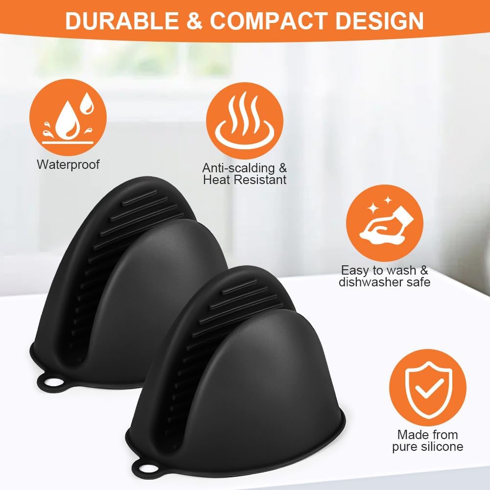 Detalle de AUAUY siliconen ovenhandschoenen, hittebestendig tot 230 °C en antislip