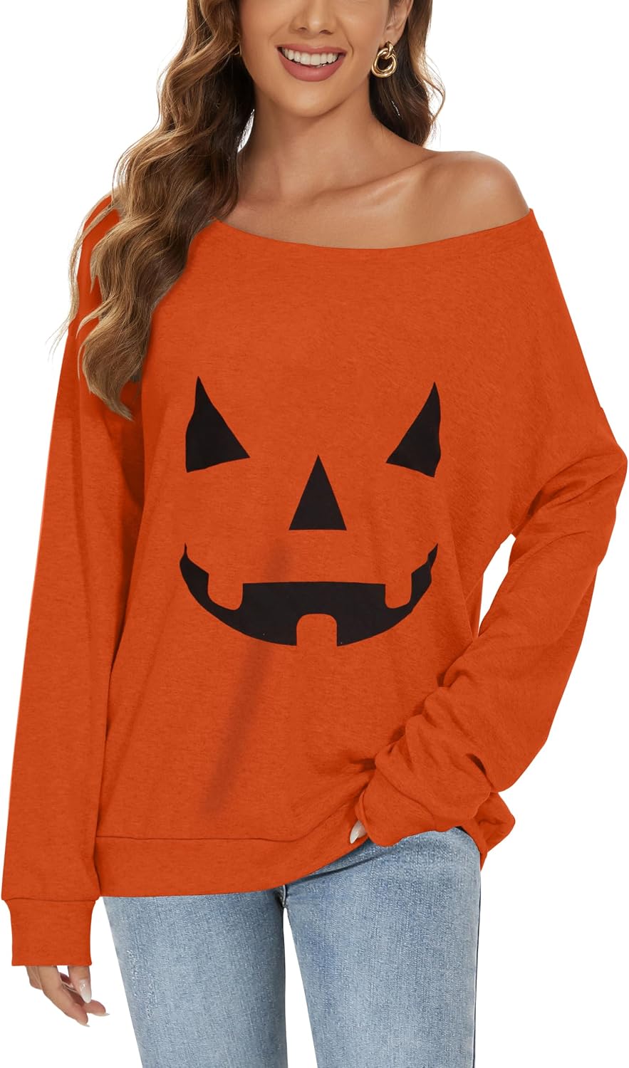 Detalle de CHICALLURE Off-the-Shoulder Oversized Long-Sleeve Tunic Sweatshirt