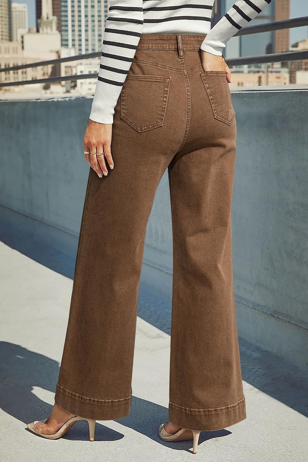 Thumbnail 4 de DOKOTOO Women's Casual High Waisted Jeans with Wide Leg Stretch Denim