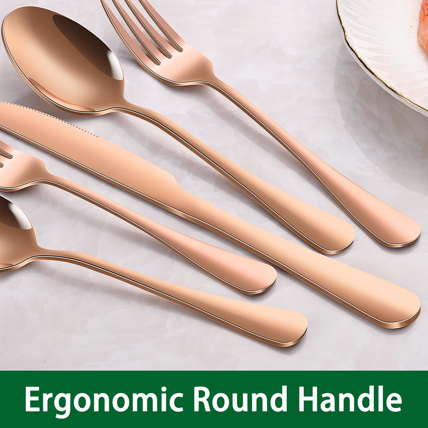 Detalle 2 de Dehov T1010 Rose Gold Stainless Steel Dinner Spoons, 7.3-Inch Set of 8