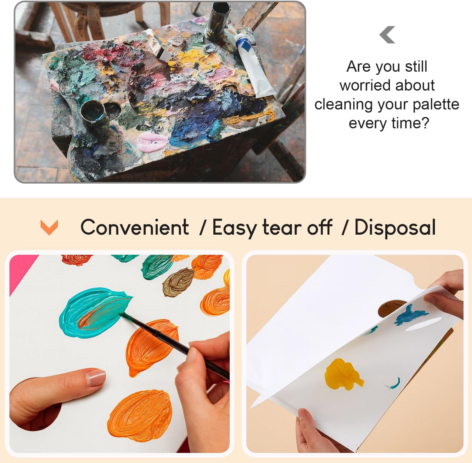 Detalle de Stationery Island A4 Tear-Off Palette Pad (50 Sheets, 80gsm) for Oil, Acrylic & Watercolour Painting