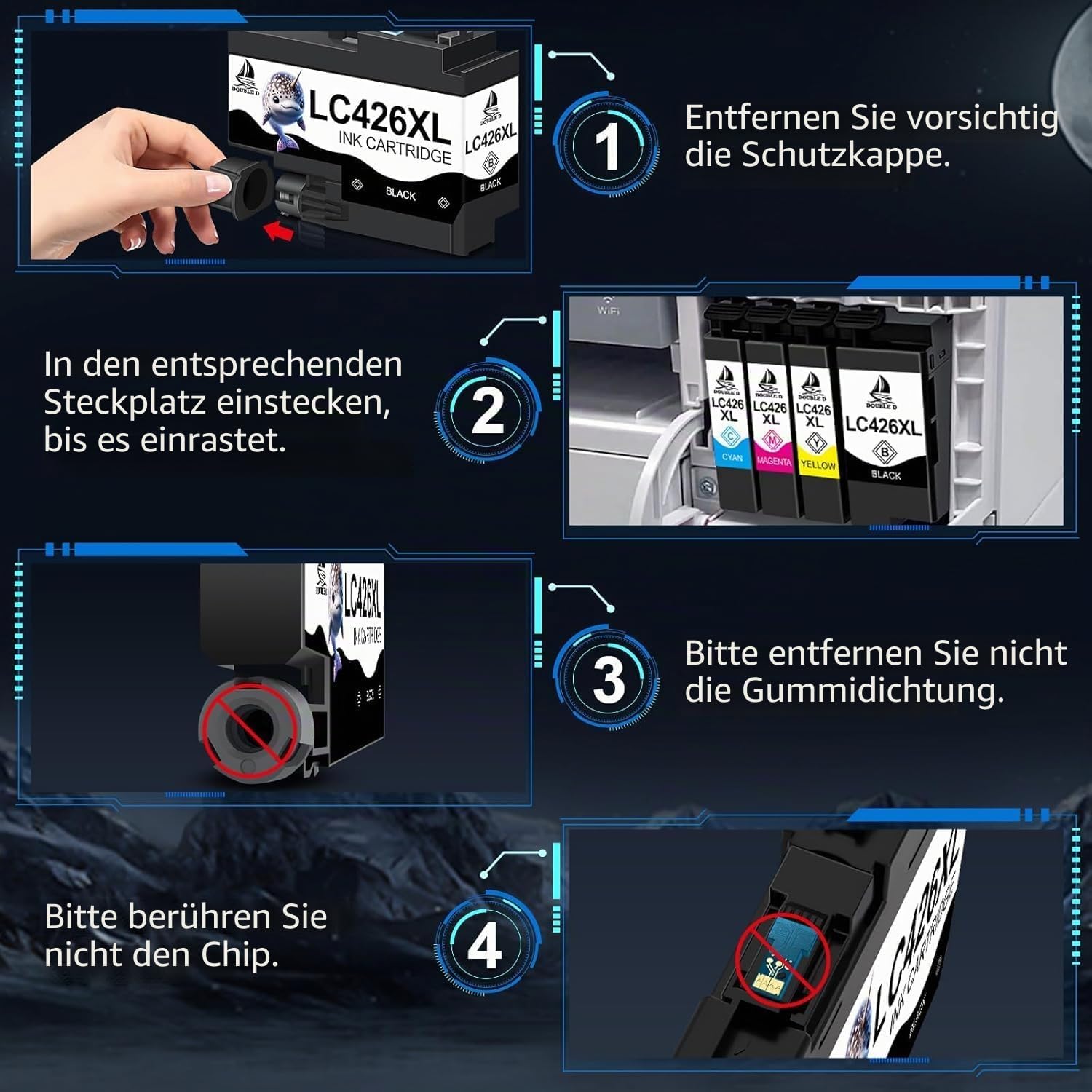 Detalle de DOUBLE D LC426XL Patronen-Set für Brother: Kompatibel mit MFC-J4540DW / J4535DW / J4335DW / J4340DW