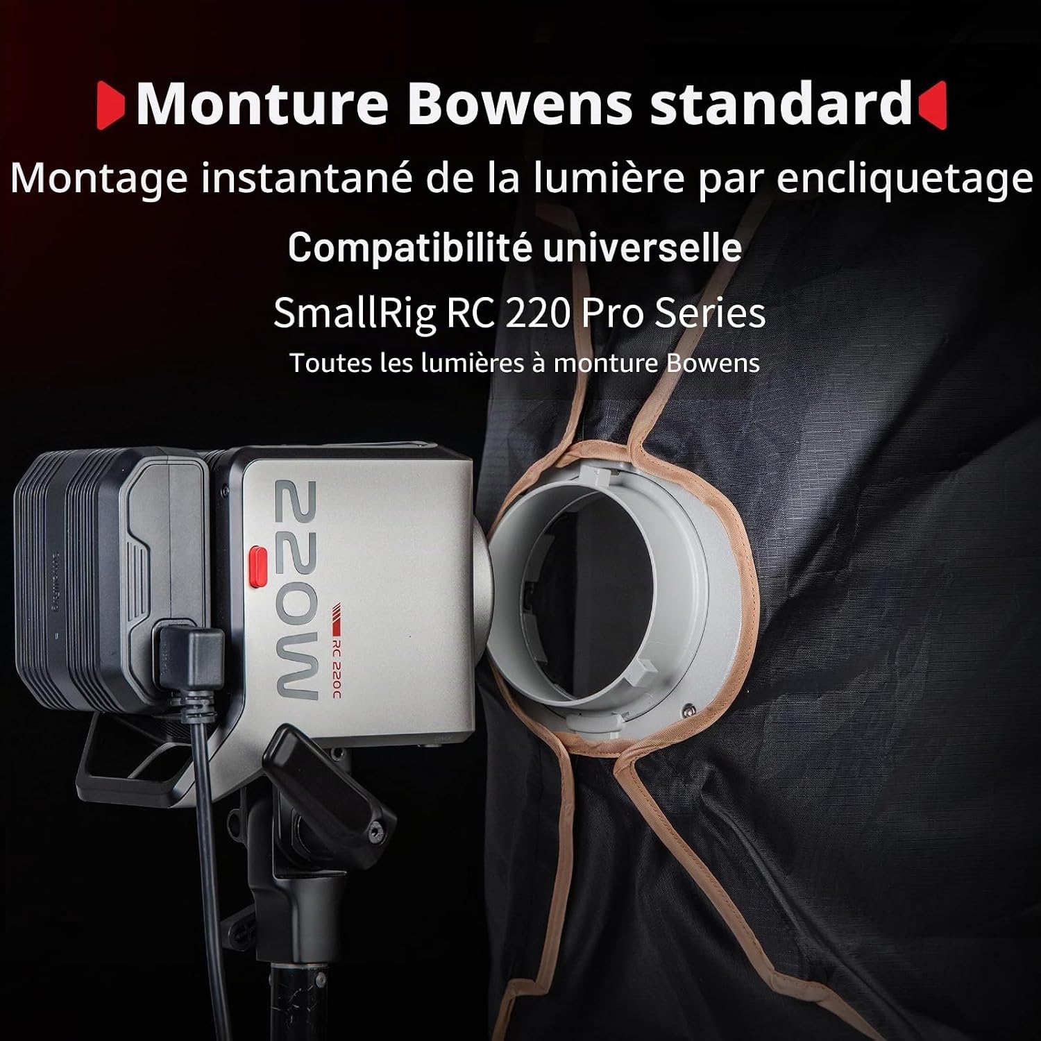 Thumbnail 4 de SMALLRIG FS-30120 Softbox Bowens 12'' x 47'' à ouverture rapide (avec diffuseur, grille nid d’abeille et sac)