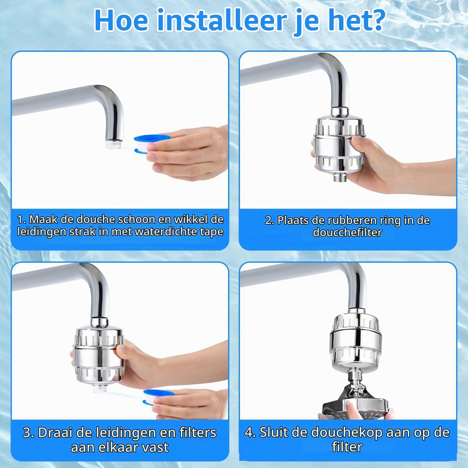 Detalle de LEAZZLE SF-40 douchefilter met 40-traps filtratie en vitamine C