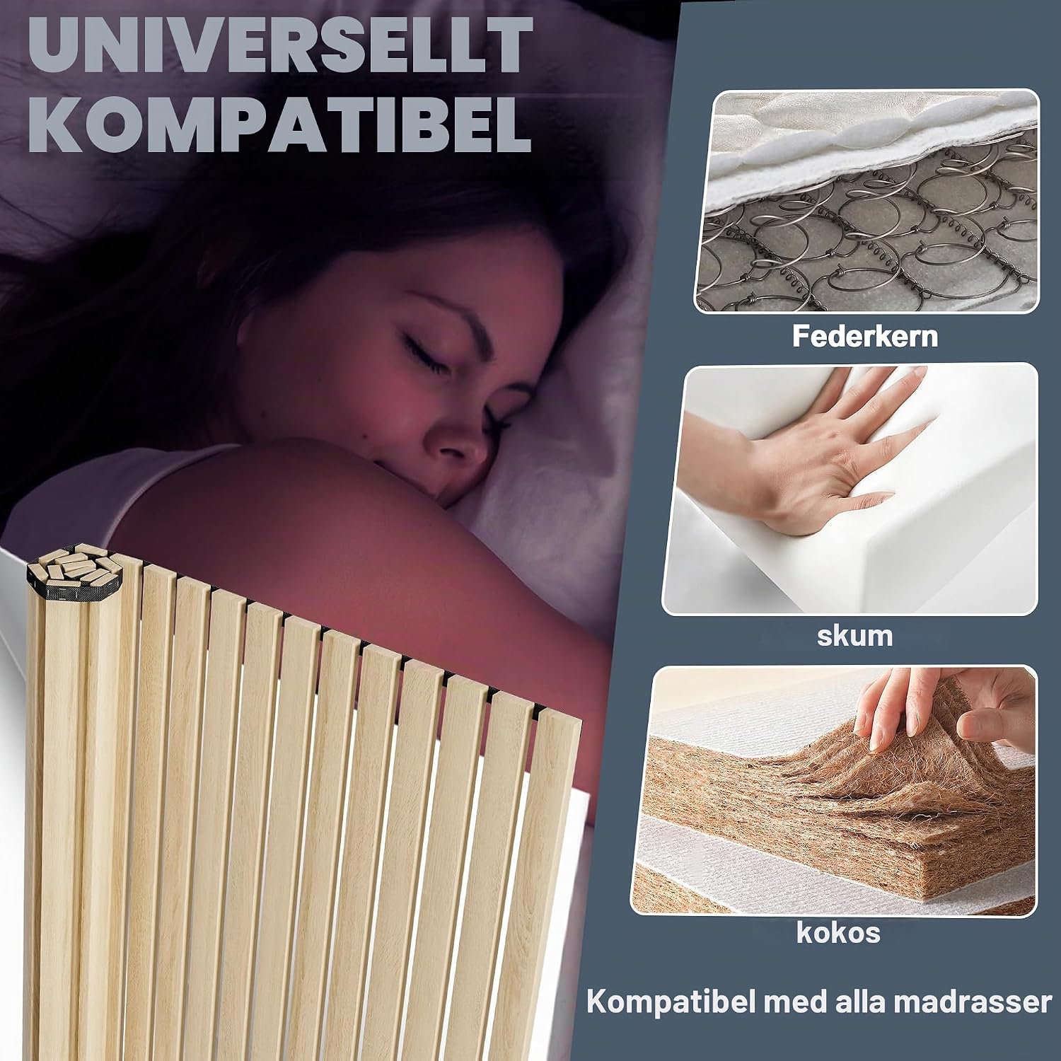 Thumbnail 5 de UISEBRT ribbotten 160 x 200 cm med 23 träribbor och elastiskt band