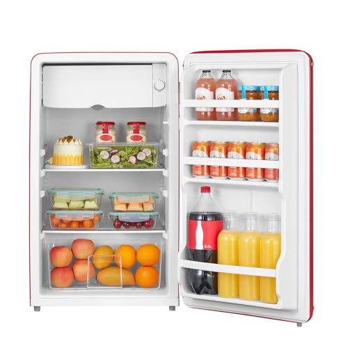 Detalle de COMFEE' Mini Frigo 93L Monoporta Design Retrò Rosso – Eleganza compatta per la casa o l'ufficio