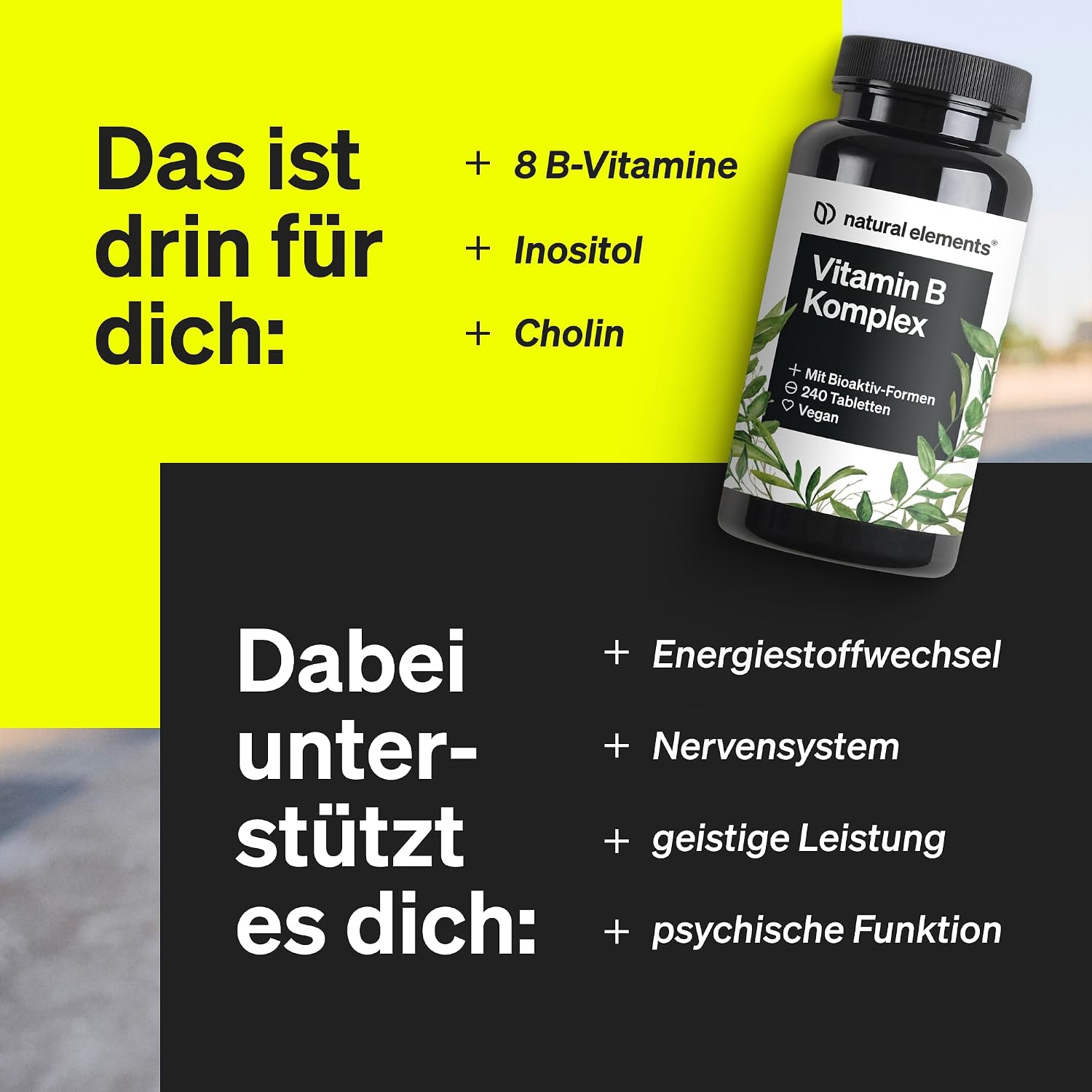Detalle 2 de natural elements Vitamin B Komplex 240 Tabletten – B‑Komplex 💊